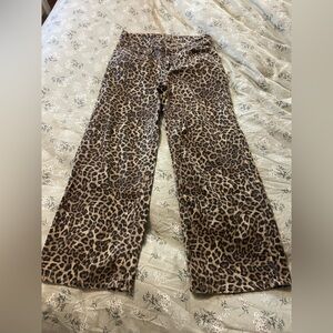 American Eagle Leopard Print Wide-Leg Jeans